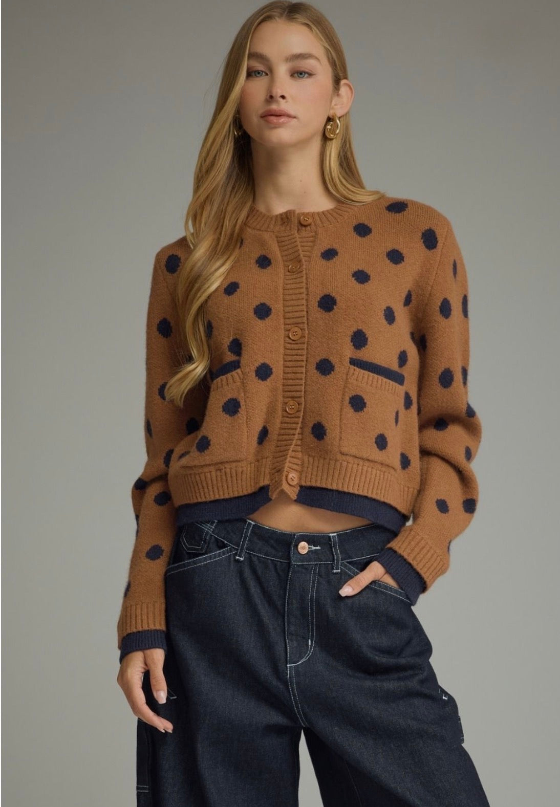 Autumn Polka Dot Sweater in Camel