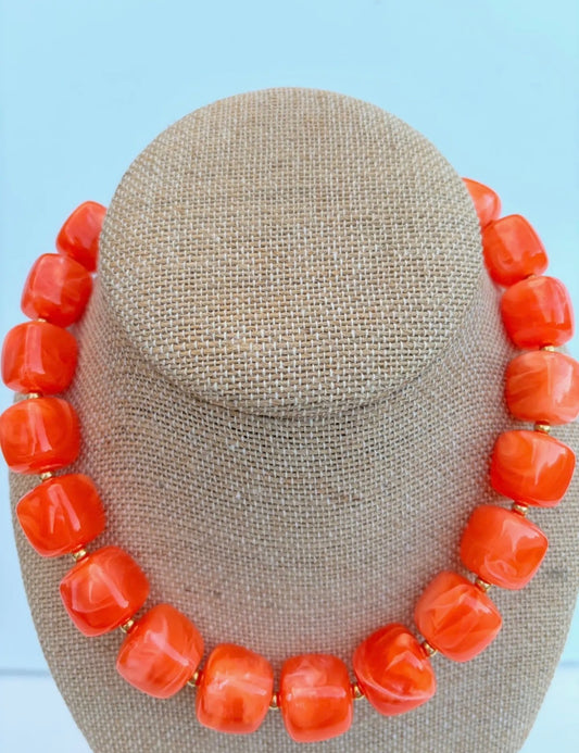 Clementine Orange Cube Necklace