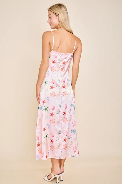 Capri Seashell Coastal Slip Midi Dress