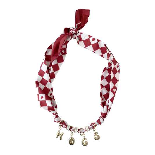 Hogs Game Day Bubble Letter Scarf Necklace
