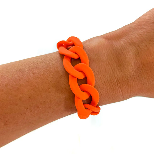 Matte Orange Chain Link Bracelet