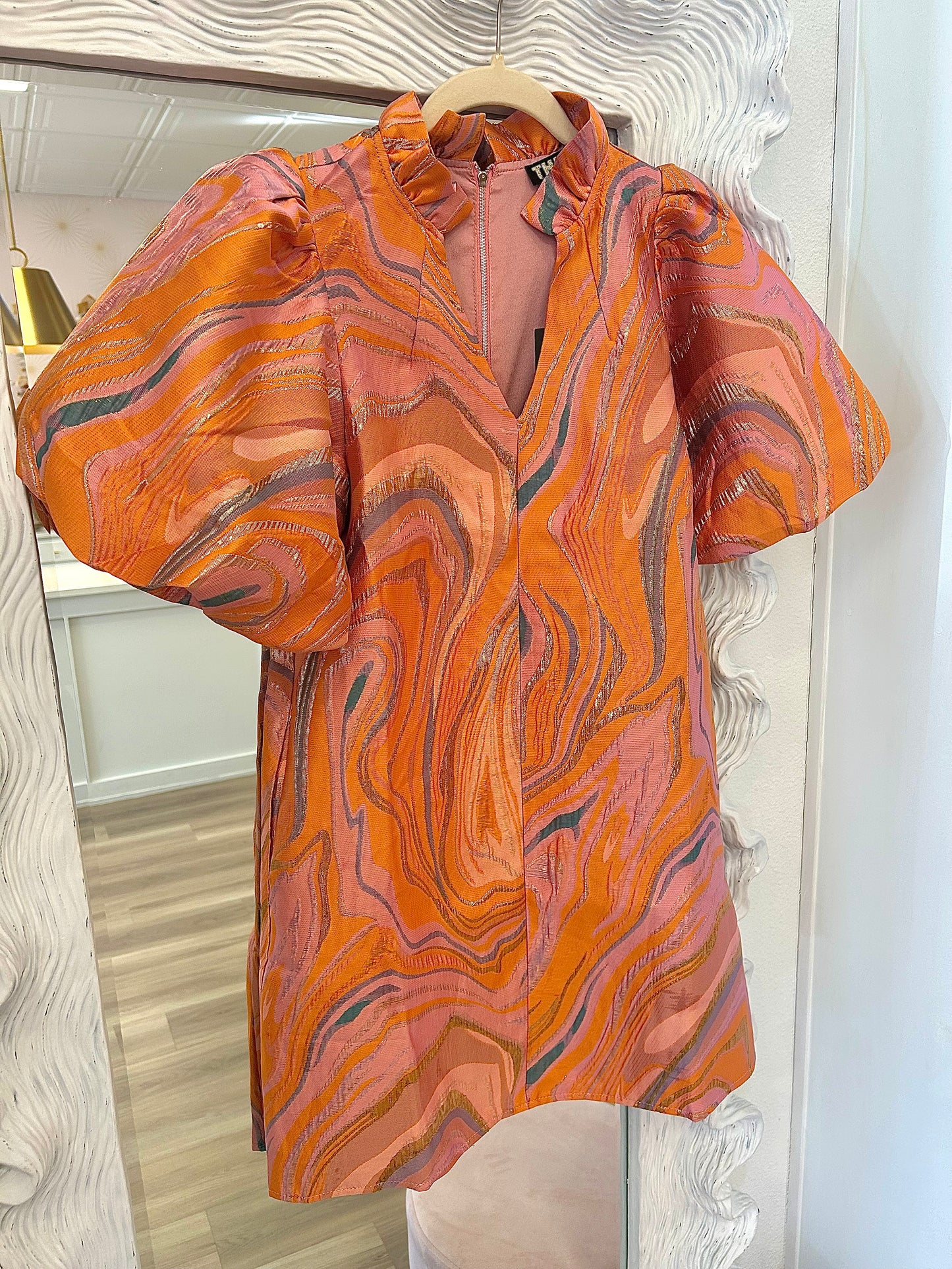 Puff Sleeve Textured Dress