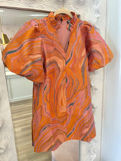 Puff Sleeve Textured Dress