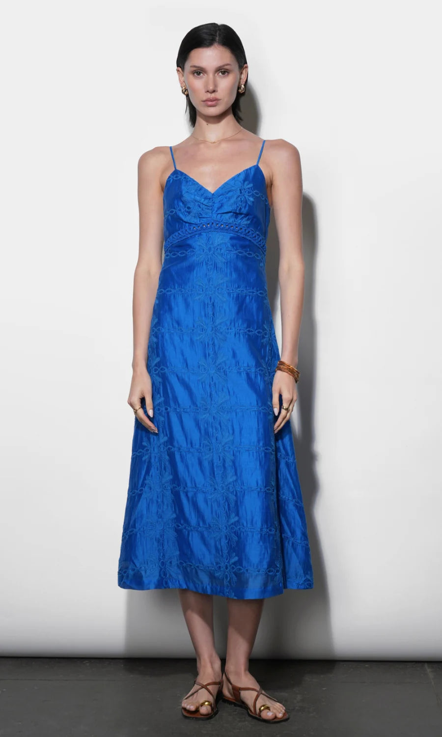 Abigail Embroidered Empire Midi Dress