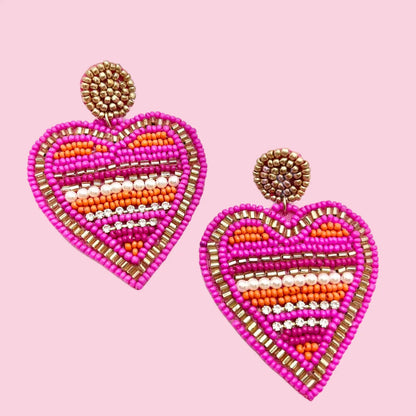 Beaded Heart Earrings