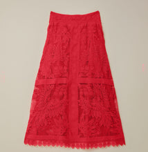 Load image into Gallery viewer, Red Toucan Guipure Midi Skirt
