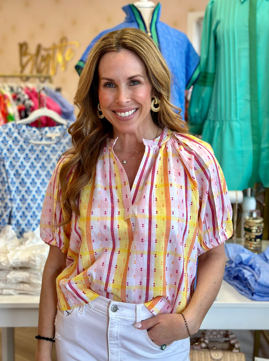 Henley Blouse in Candy