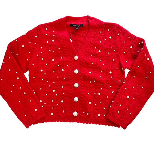 Pearl & Rhinestone Knit Cardigan