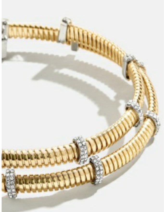 Pave and Gold Coil Cuff Bracelet