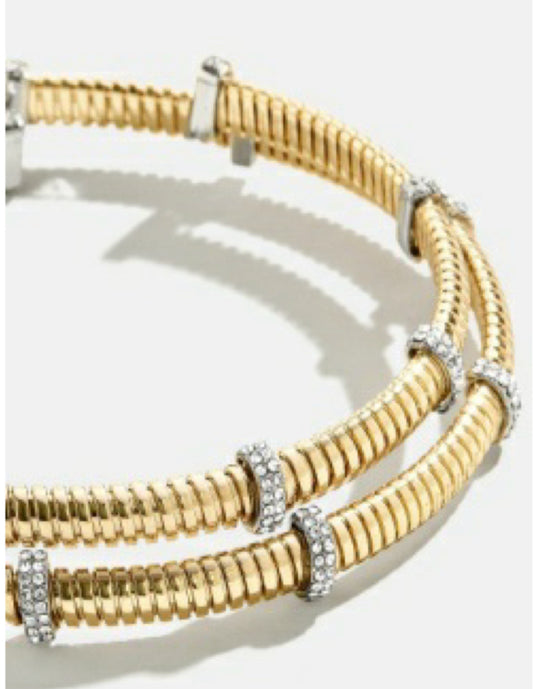 Pave and Gold Coil Cuff Bracelet