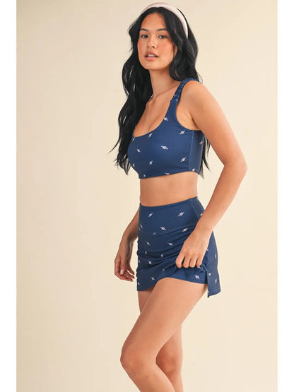 Rose Print Ruched Bra Top