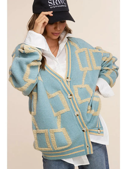 Drop Shoulder Cardigan in Rain Drop