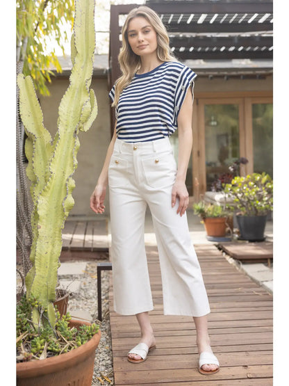 Margaret Gold Button Canvas Culottes