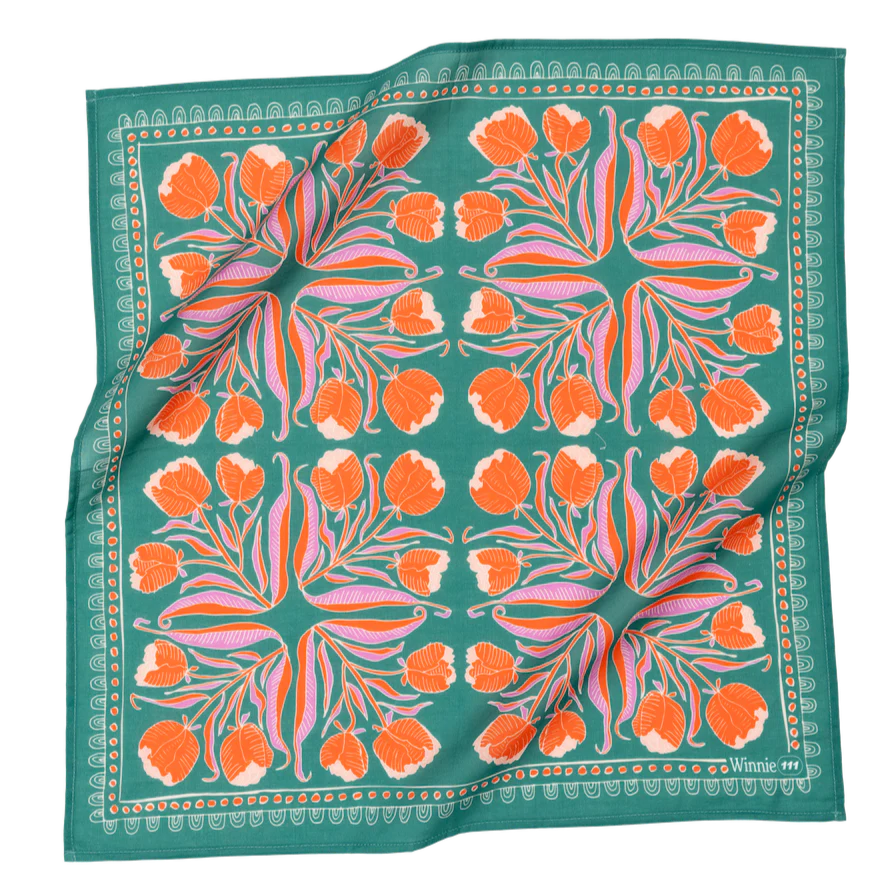 Winnie Bandana in Dark Green Tulip