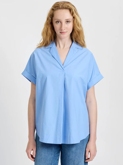 Retha Poplin Pullover in Blue Hydrangea
