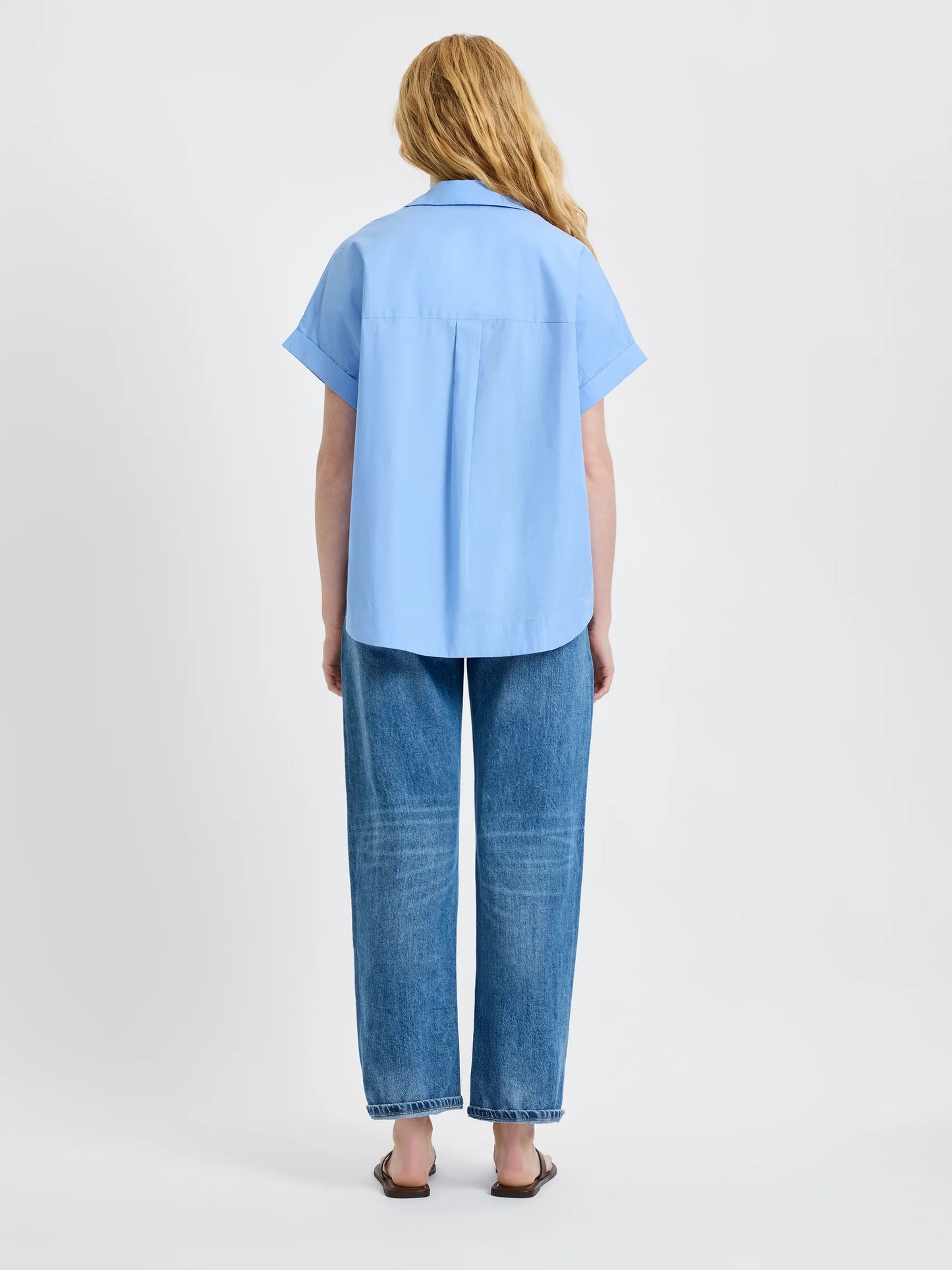 Retha Poplin Pullover in Blue Hydrangea