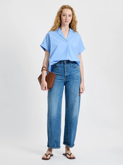 Retha Poplin Pullover in Blue Hydrangea