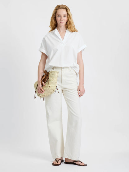 Corey Poplin Pullover in White