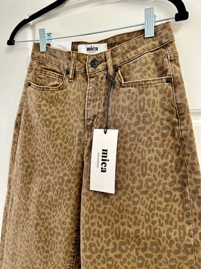 Super High Wide Leg Leopard Jeans in Brown Derby