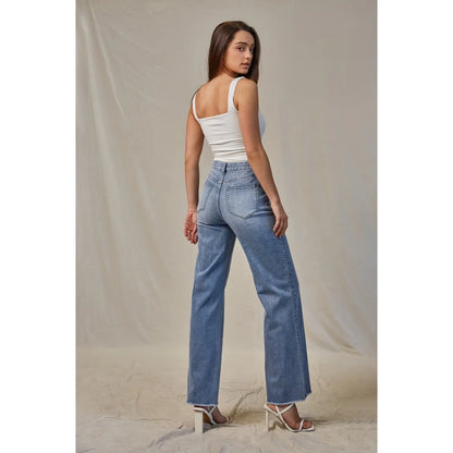 Super High Wide Leg Jean in Ciel Bleu