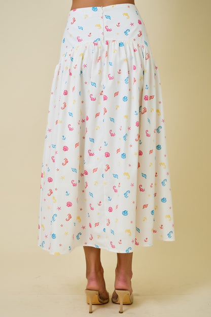 Coastal Print Maxi Skirt