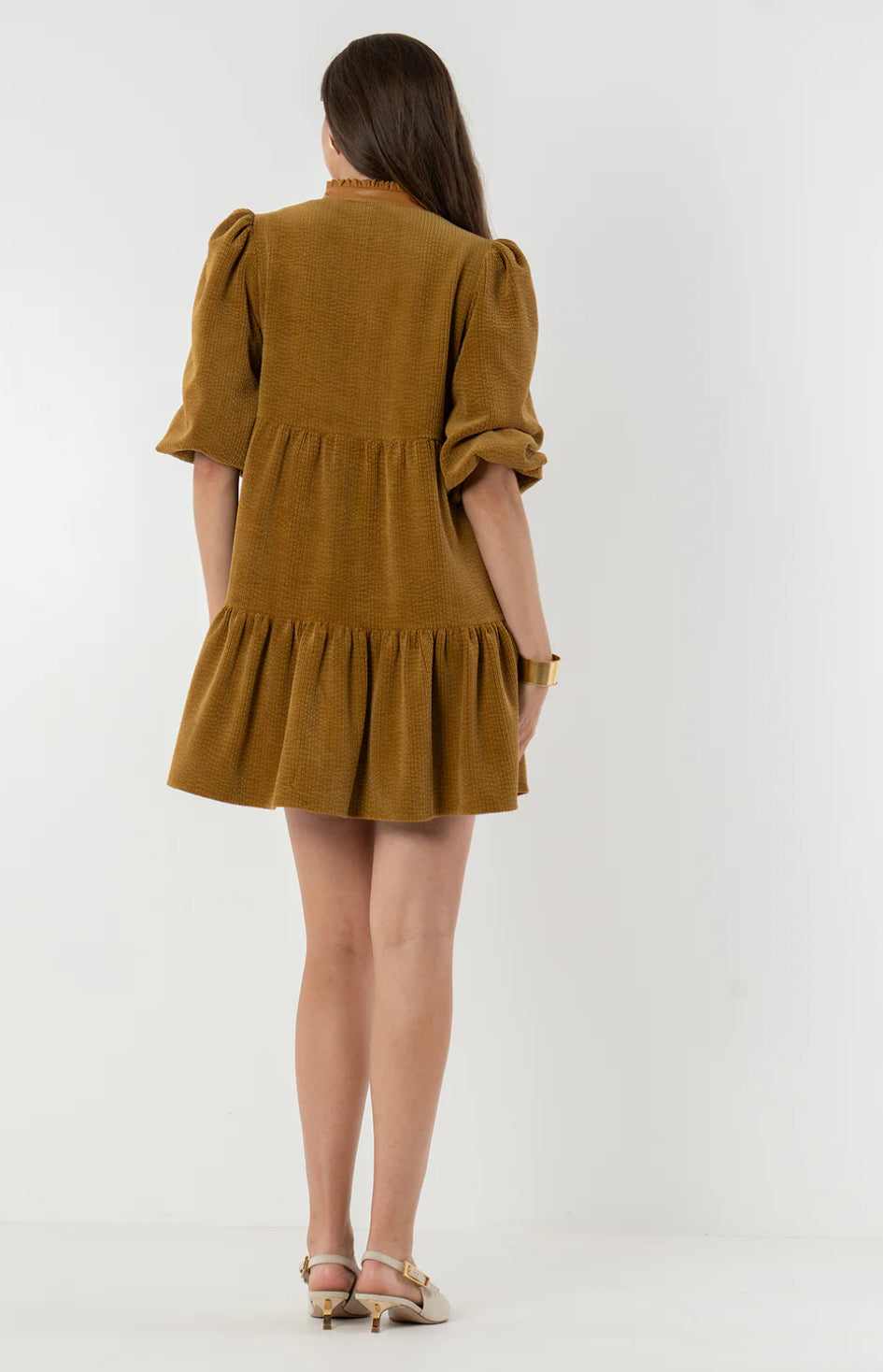 Sadie Dress in Tapenade Corduroy