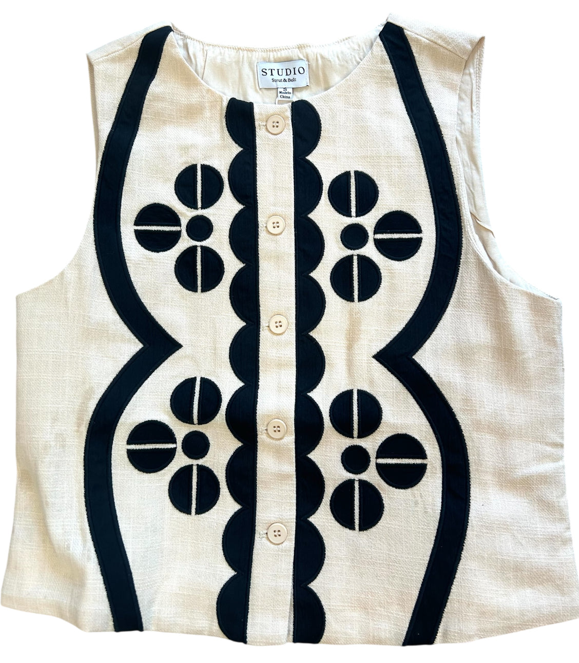 Contrast Embroidery Vest