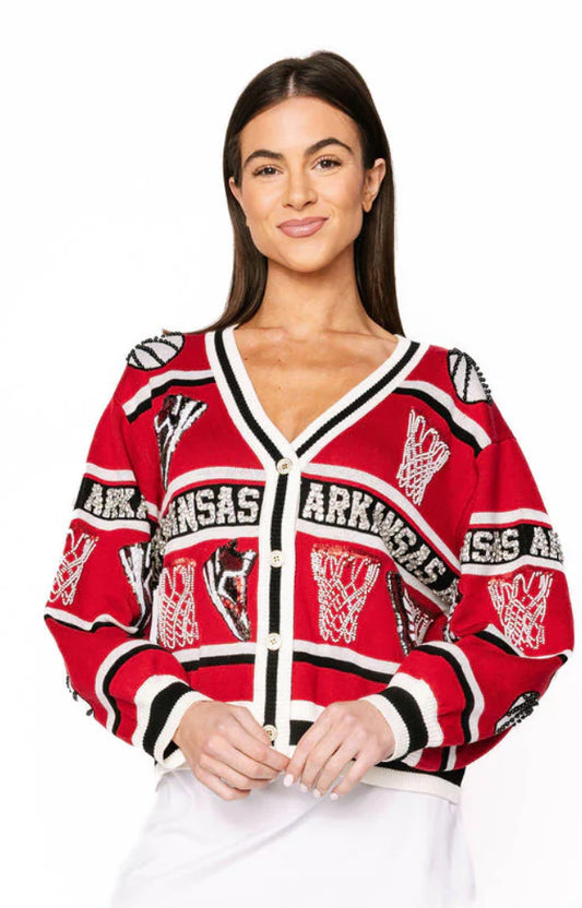 Arkansas Striped Basketball Cardigan