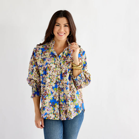 Kimberly Floral Top in Blue