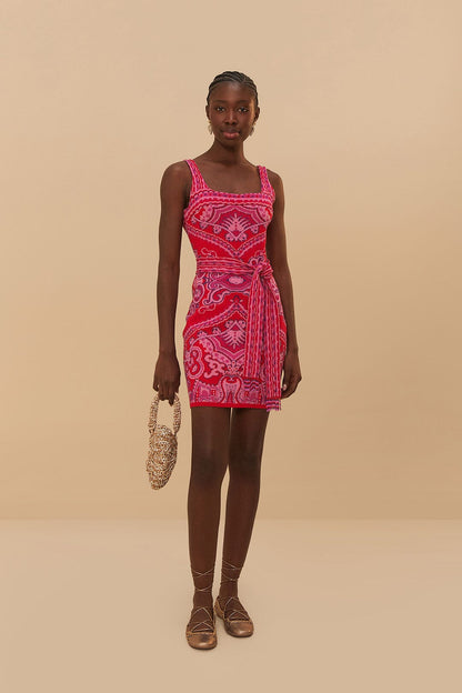 Paisley Scarf Knit Mini Dress