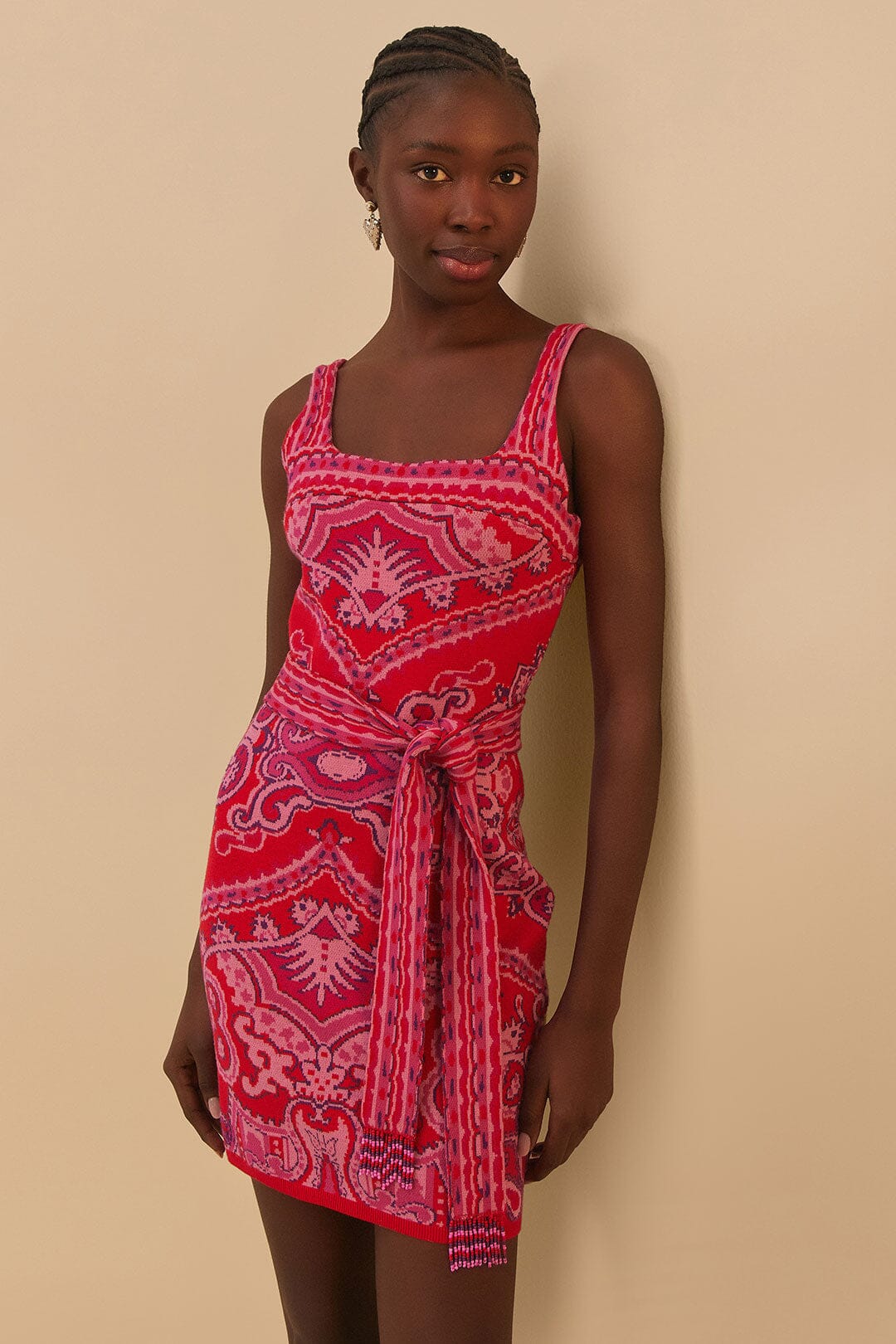 Paisley Scarf Knit Mini Dress