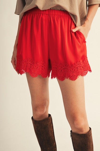 Libby Laced Shorts in Red