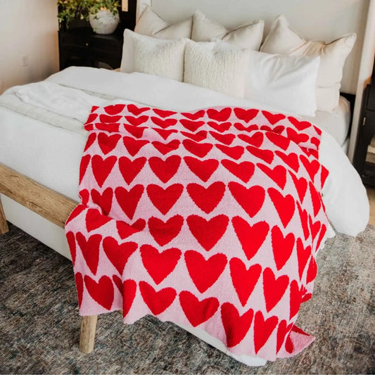 Red Hearts Oversized Throw Blanket