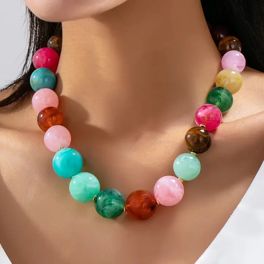 Vintage Rainbow Bead Necklace