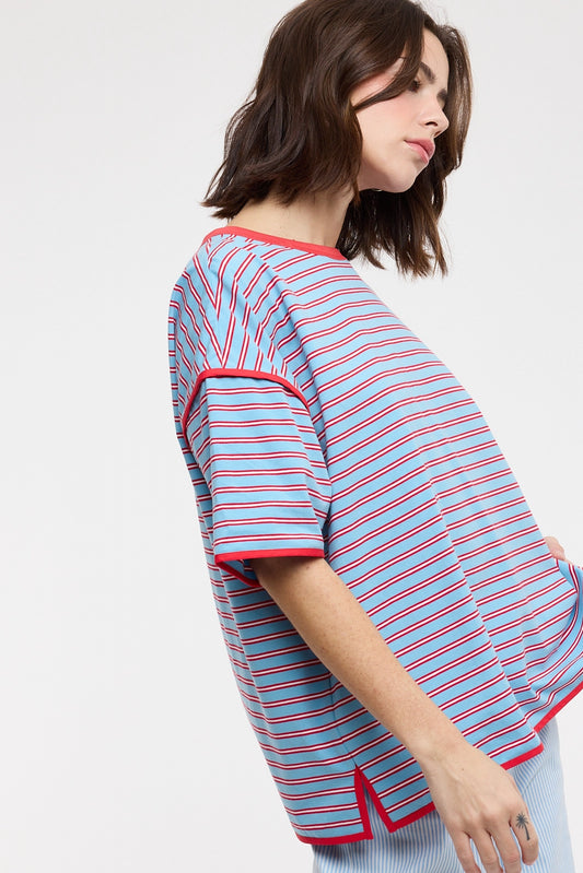 Contrast Striped Short Sleeve Tee