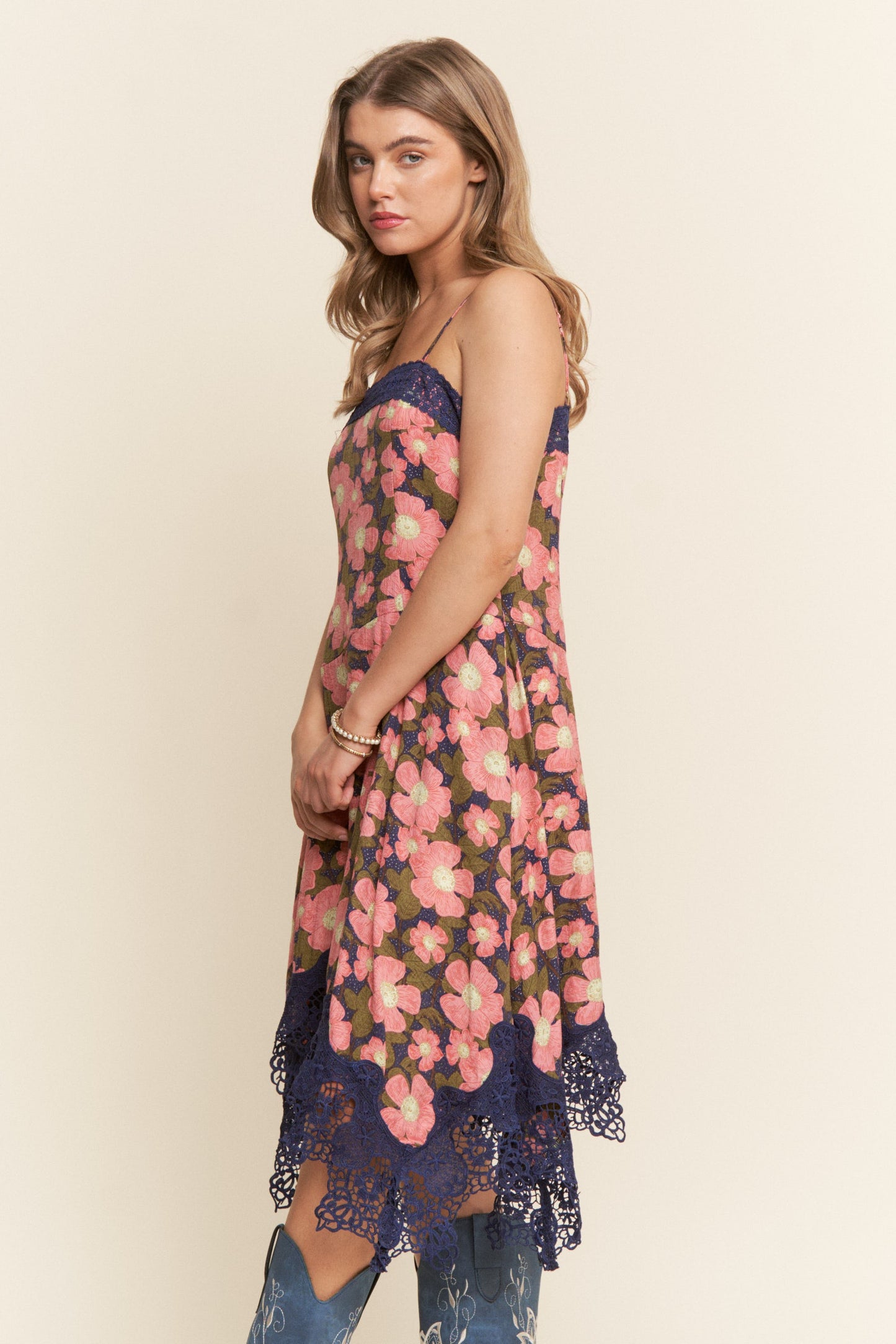 Jada Floral Print Dress in Blue