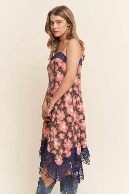 Jada Floral Print Dress in Blue