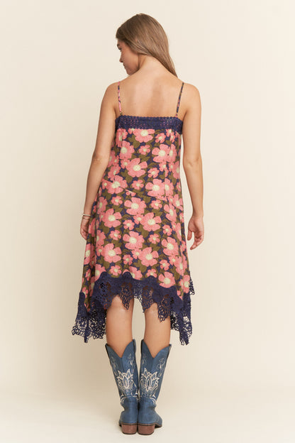 Jada Floral Print Dress in Blue