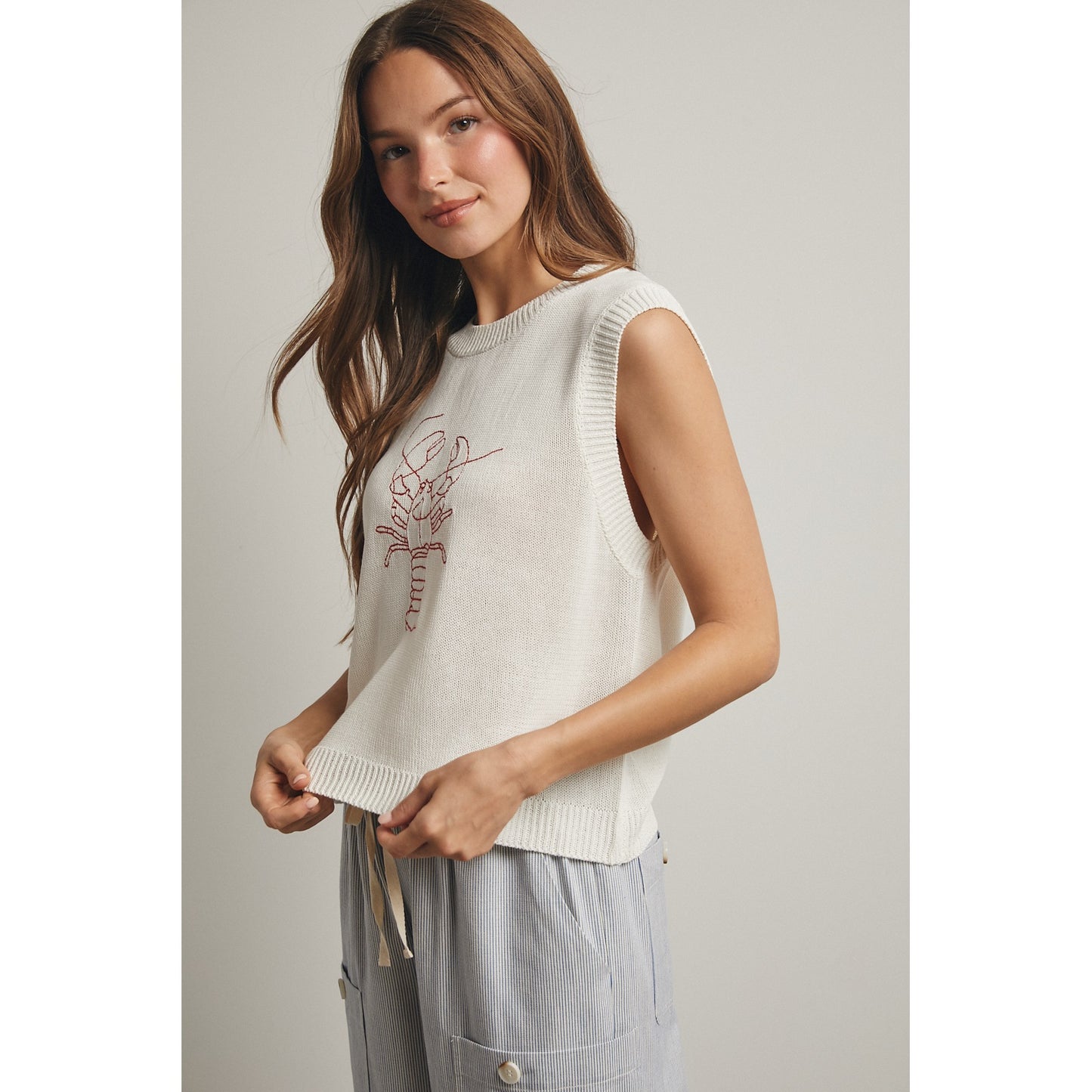 Lobster Embroidered Sweater Vest