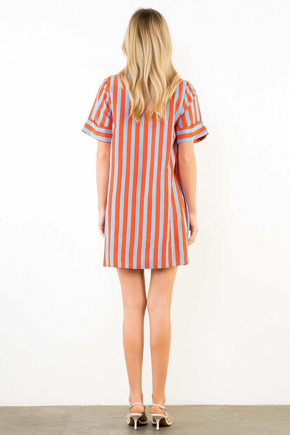 Heather Boardwalk Stripe Button Up Dress