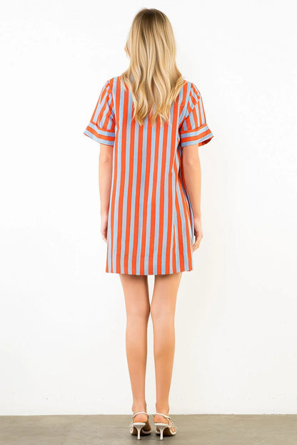 Heather Boardwalk Stripe Button Up Dress