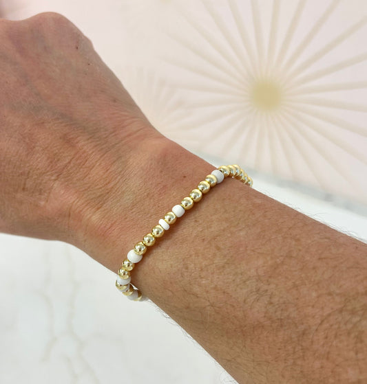 FINAL SALE White & Gold Beaded Bracelet