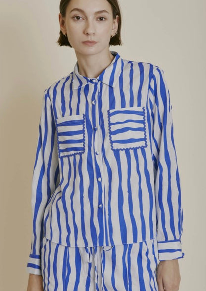 WaterColor Stripe Shirt in Sky
