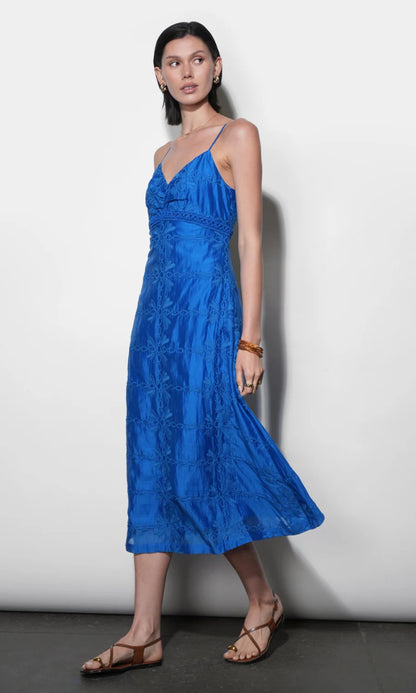 Abigail Embroidered Empire Midi Dress