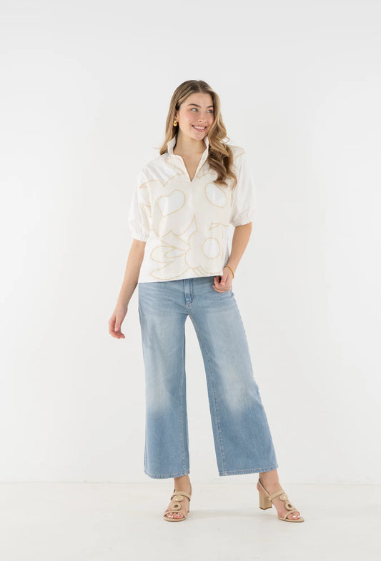 Poppy Top in Beige Bloom