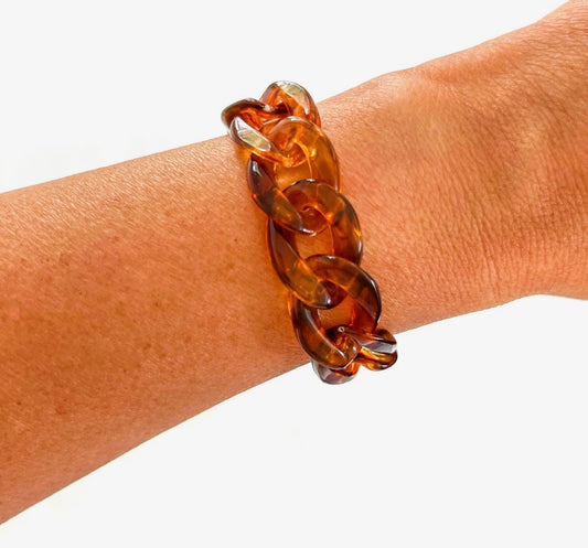 Tortoise Leopard Chain Link Bracelet