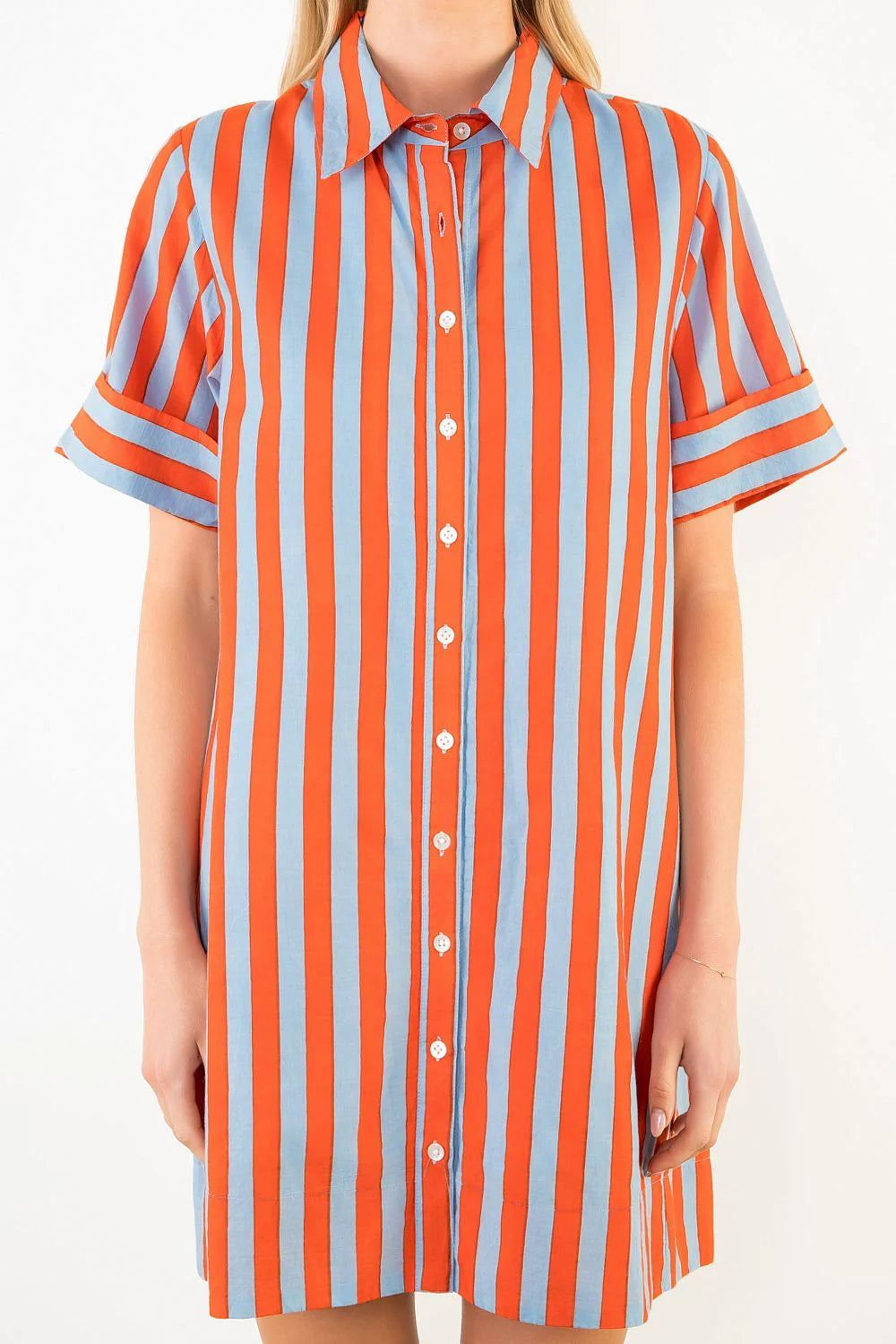 Heather Boardwalk Stripe Button Up Dress