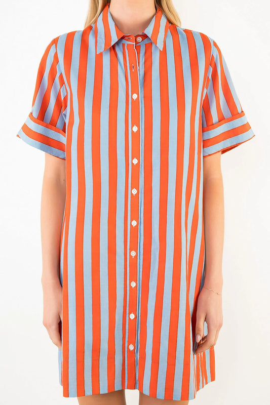 Heather Boardwalk Stripe Button Up Dress