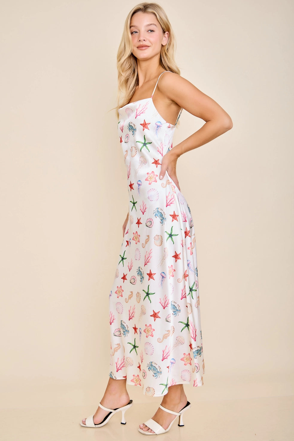 Capri Seashell Coastal Slip Midi Dress