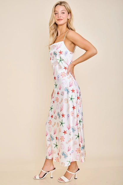 Capri Seashell Coastal Slip Midi Dress